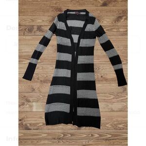 Takeout Black and Light Gray Long Cardigan